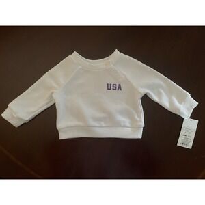 Cat & Jack Unisex Baby White Pullover USA Sweat Shirt Size 0-3M New with Tags